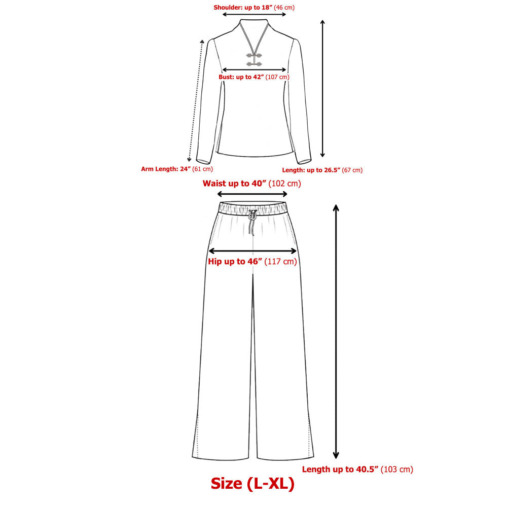 Red Chinese Bamboo Meditation Tai Chi Loungewear Set