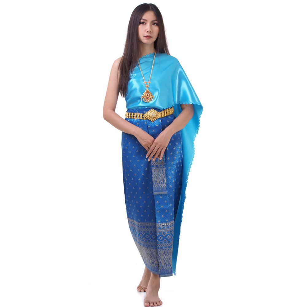 traditional thai dress women One Shoulder Red Starlight 23inches (58cms)Wrap Skirt Full Fabric Width Thai women and Thai