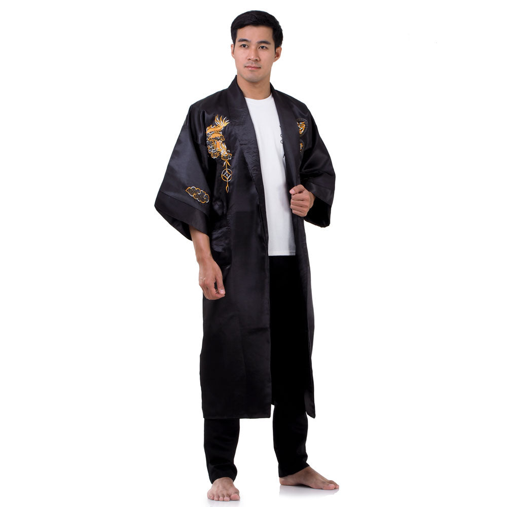 Black Shenlong Reversible Dragon Kimono Robe for Men – Princess of Asia