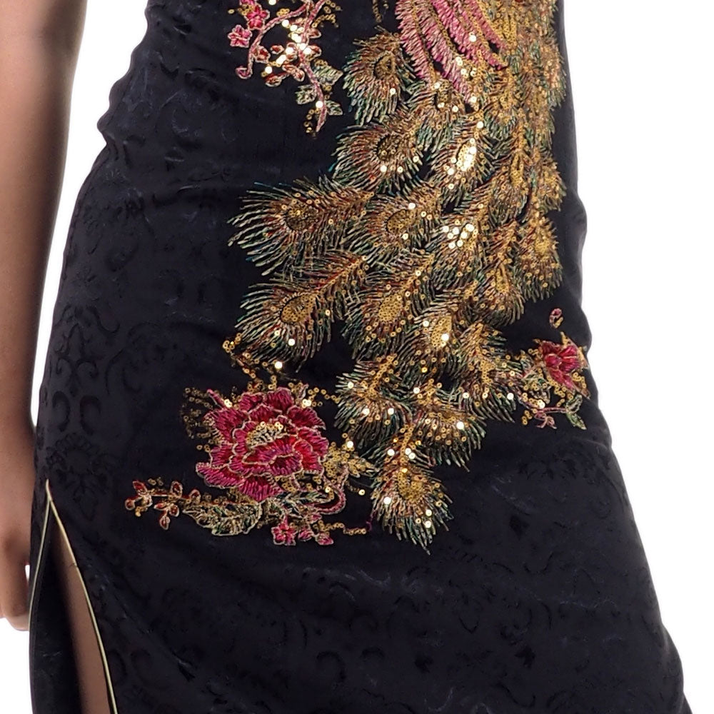 Elegant Black Chinese Qipao Peacock Dress Princess of Asia Elegant Black Chinese Qipao Peacock Dress Princess of Asia