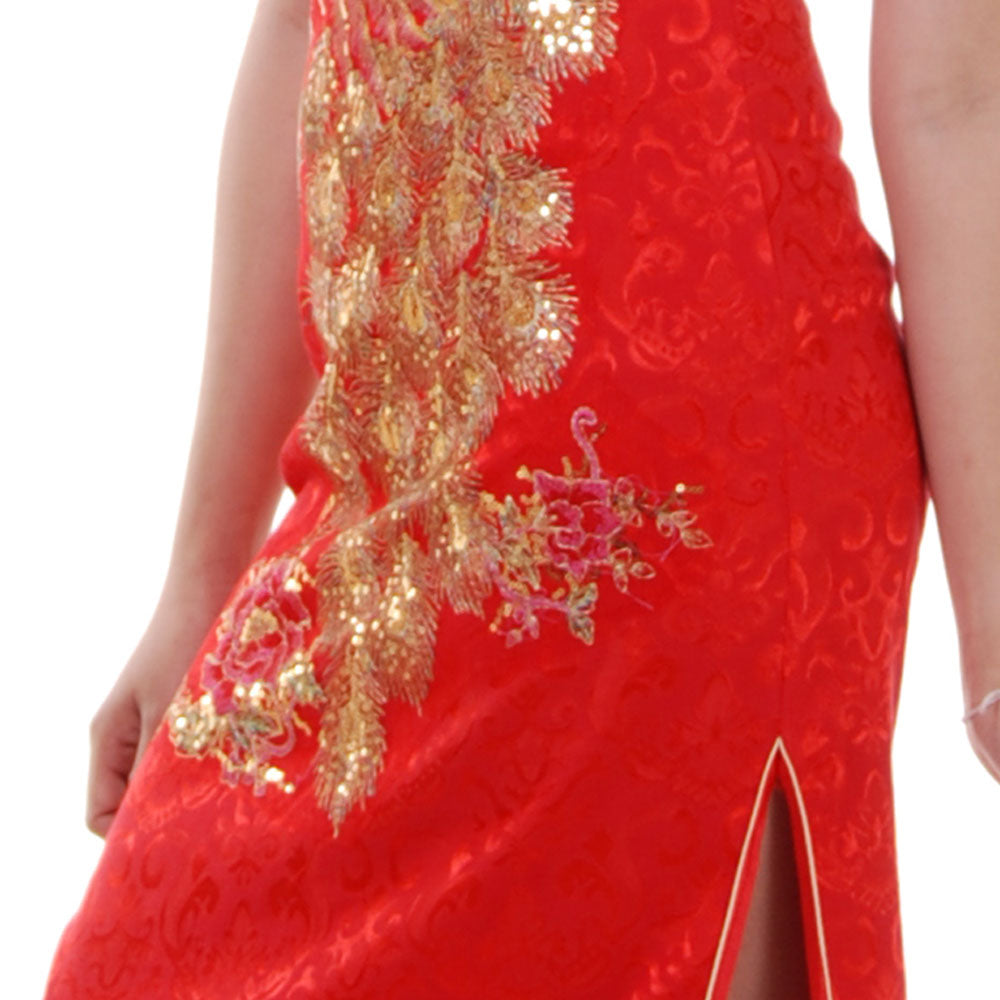 Red Chinese Dress with Regal Peacock Embroidery Princess of Asia Red Chinese Dress with Regal Peacock Embroidery Princess of Asia
